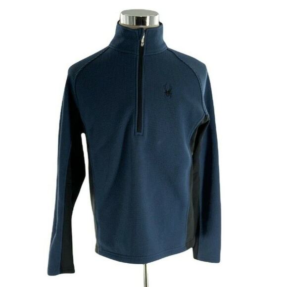 SPYDER Men's Core Sweater Fleece 1/4 Zip Pullover Knit Logo Sweater Size Medium - Picture 1 of 9